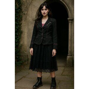 CARLO PIK Women's Black Tailored Punk Statement Jacket Milan Street Style Sz 6